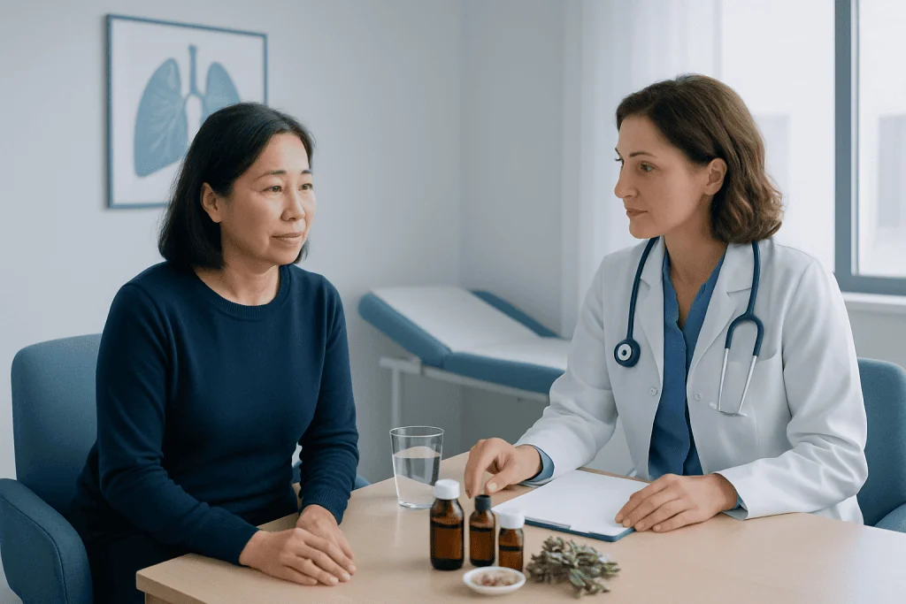 Doctor consulting with a patient in a medical office setting.