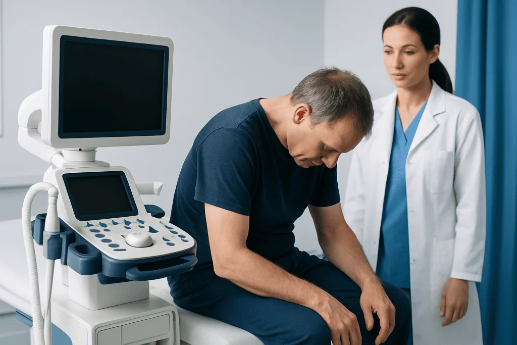 Doctor and patient during a medical consultation at Acibadem Hospital.