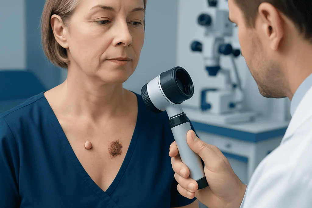 How a typical skin tag looks compared with a suspicious lesion — cancerous skin tags pictures