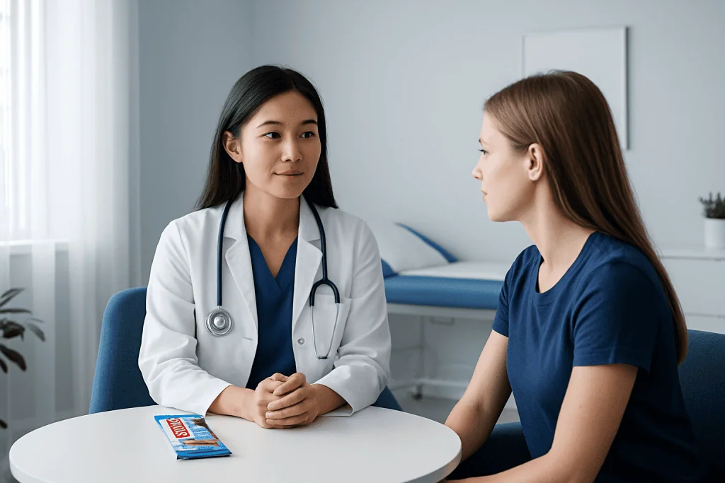 Doctor consulting with a patient in a medical office at Acibadem Hospitals Group.
