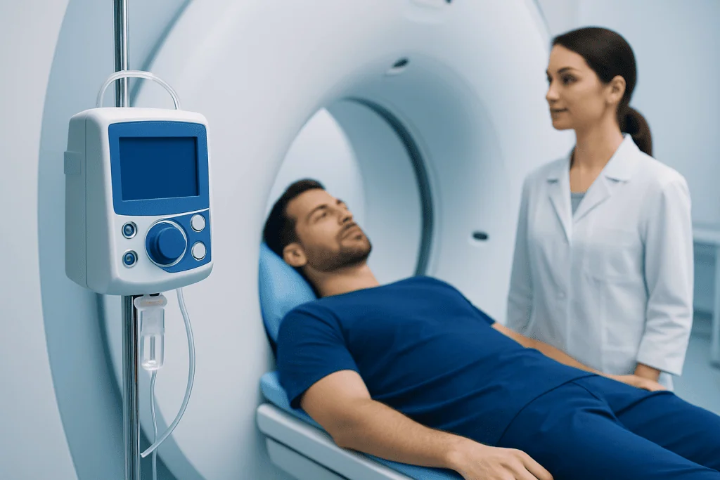 Patient undergoing MRI scan at Acibadem Hospital in Istanbul.
