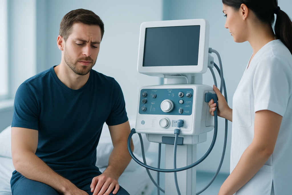 Patient receiving ultrasound examination at Acibadem Hospital.