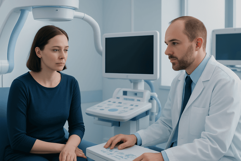 Dysgraphia: An Evidence-Based Guide for Patients 1 Doctor consulting with a patient in a medical examination room.