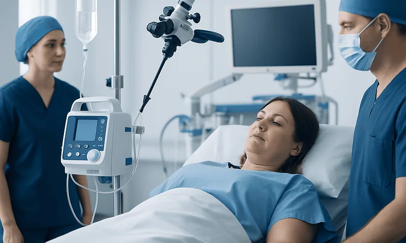 Patient undergoing gastric bypass surgery in a hospital operating room.