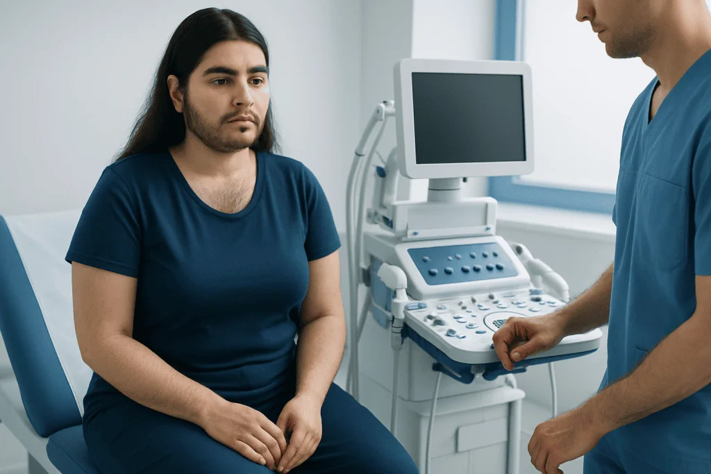 Patient undergoing medical examination at Acibadem Hospital.