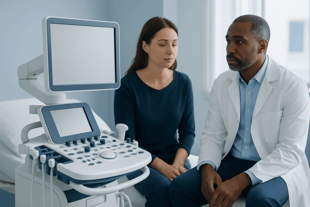 Doctor and patient during medical consultation at Acibadem Hospital.