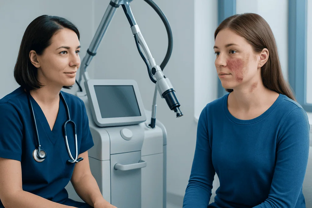 Medical consultation for skin condition at Acibadem Hospital.