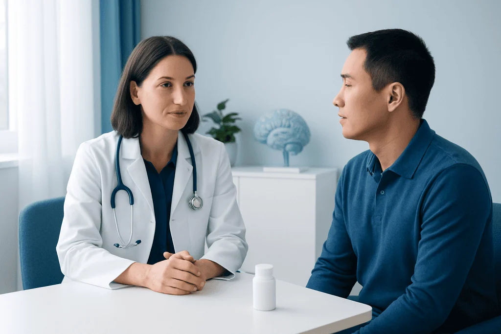 Doctor consulting patient in a medical office at Acibadem Hospitals Group.