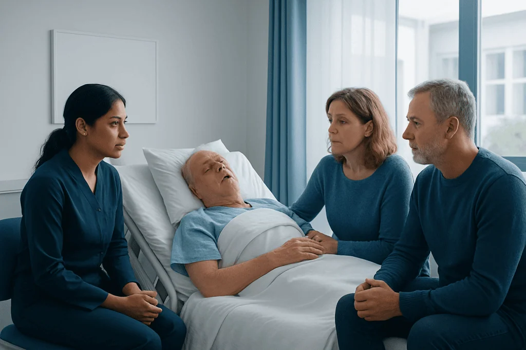 How it sounds and what families may notice — death rattle
