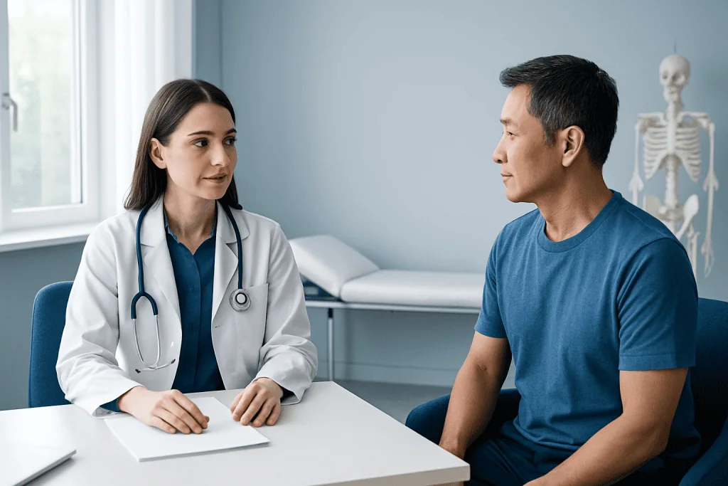 Doctor consulting with patient in a medical office at Acibadem Hospitals Group.