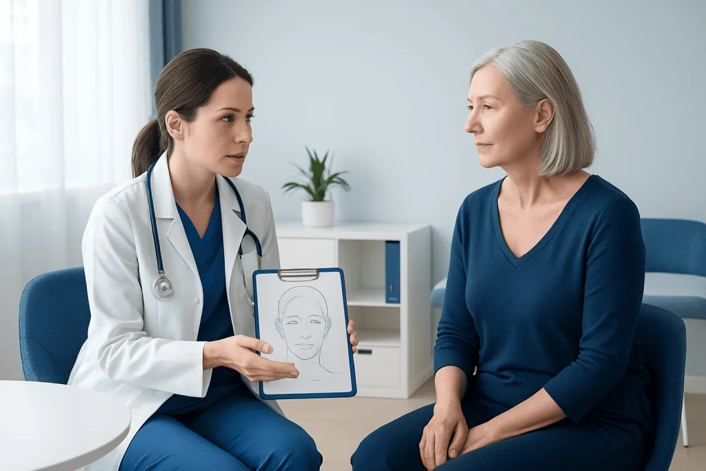 Doctor consulting with a patient in a medical office setting.