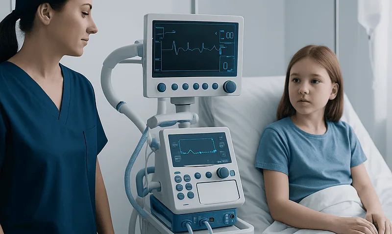 Pediatric patient undergoing monitoring with medical equipment at Acibadem Hospital.