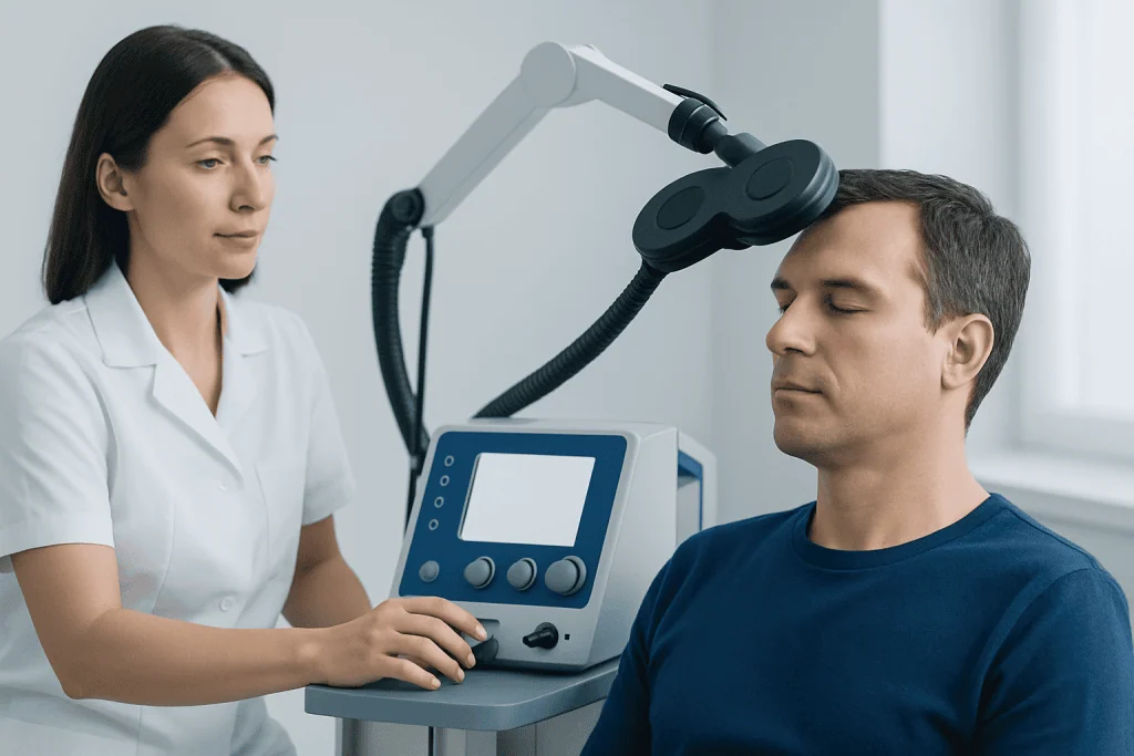 Patient undergoing neurostimulation therapy at Acibadem Hospital.