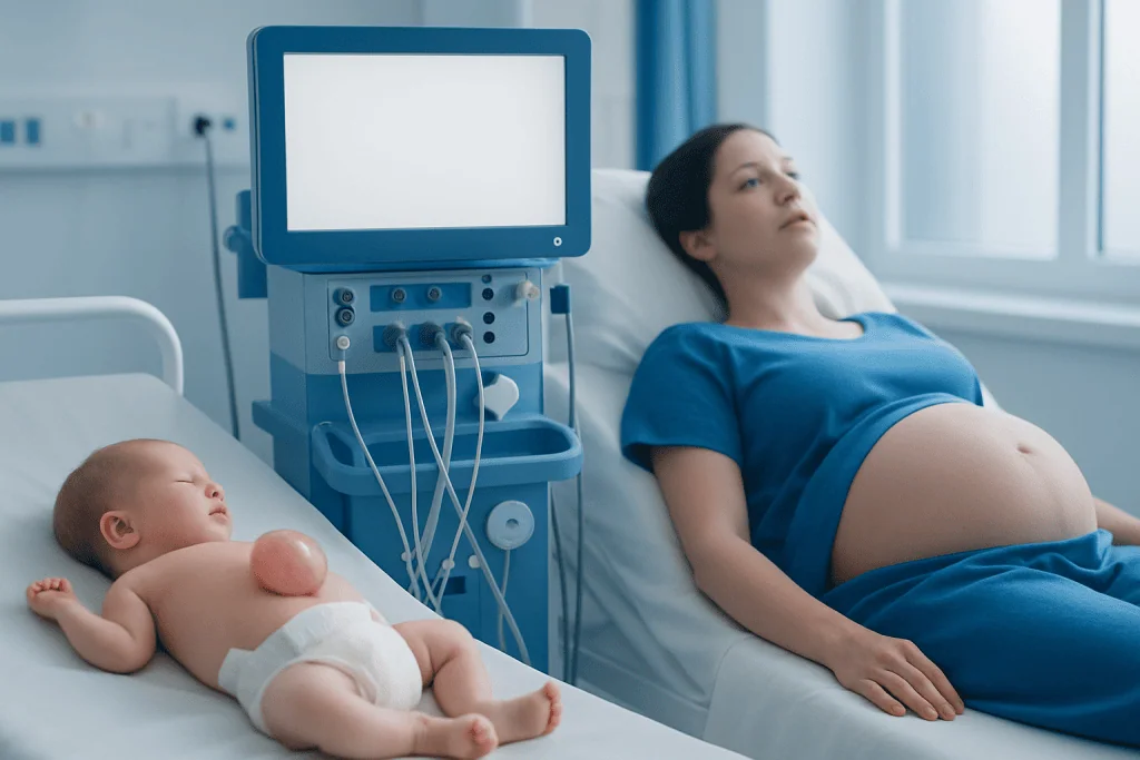 Omphalocele — Explained by Medical Evidence, Not Myths 2 How omphalocele appears before and after birth — omphalocele