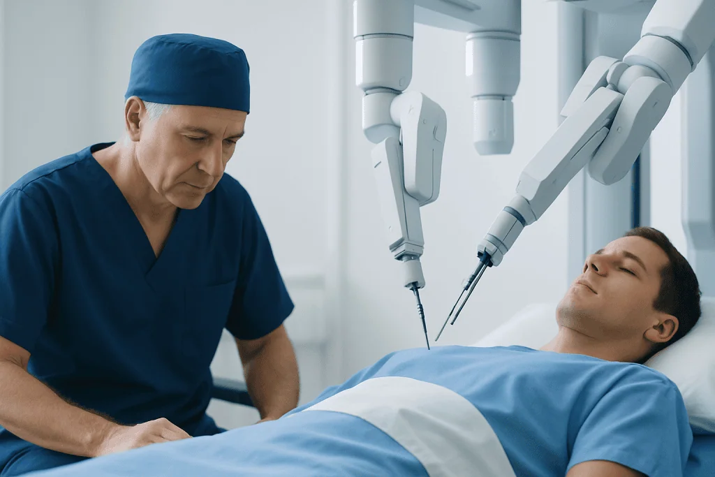 Robotic-assisted heart surgery performed in a modern hospital setting.