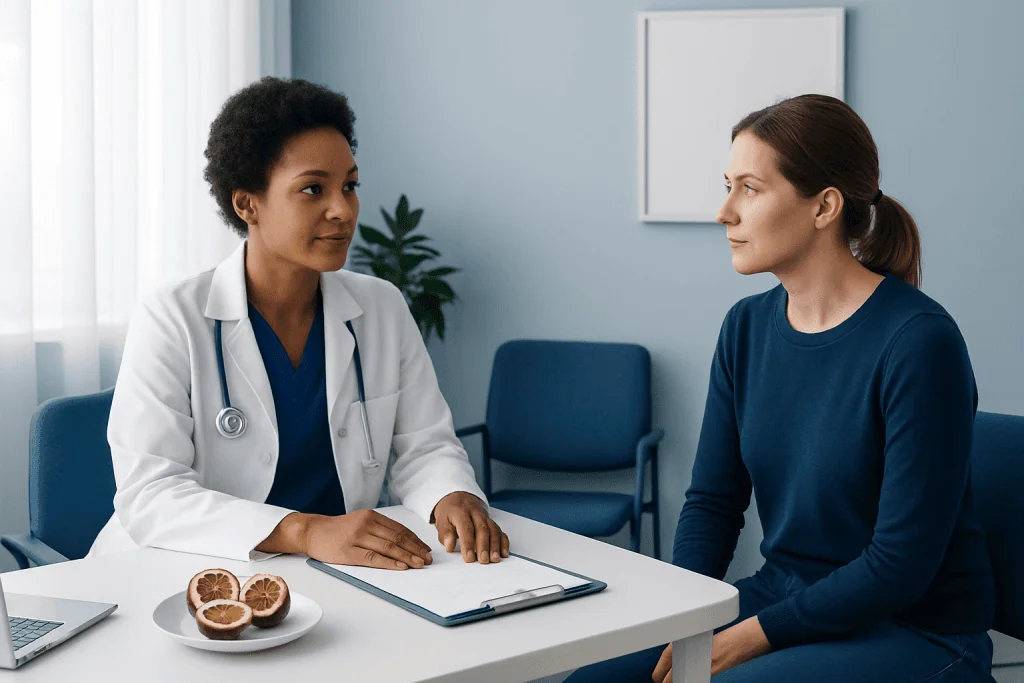 Doctor consulting with patient in a medical office at Acibadem Hospitals Group.