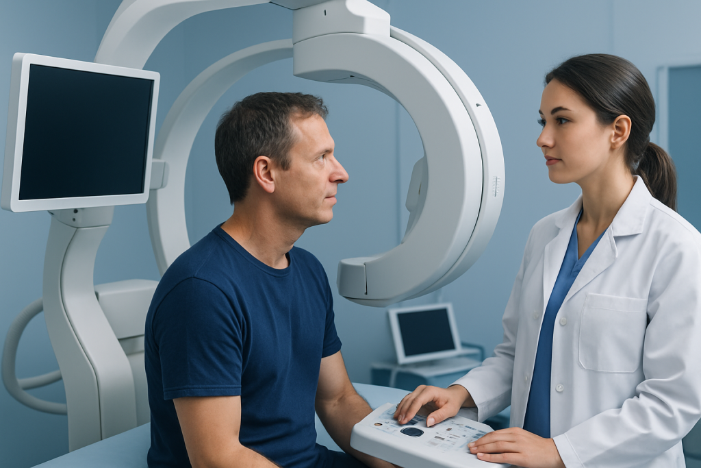 Patient undergoing a brain scan at Acibadem Hospital for neurological assessment.