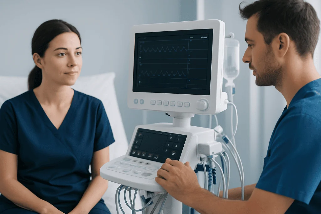 Medical professional performing an ultrasound examination on a patient.