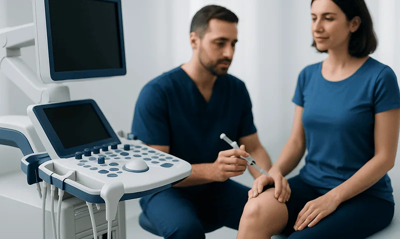 Medical consultation with ultrasound examination at Acibadem Hospital.
