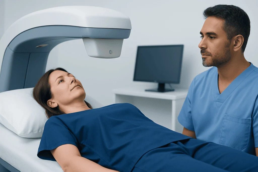 Patient undergoing a medical scan at Acibadem Hospital.
