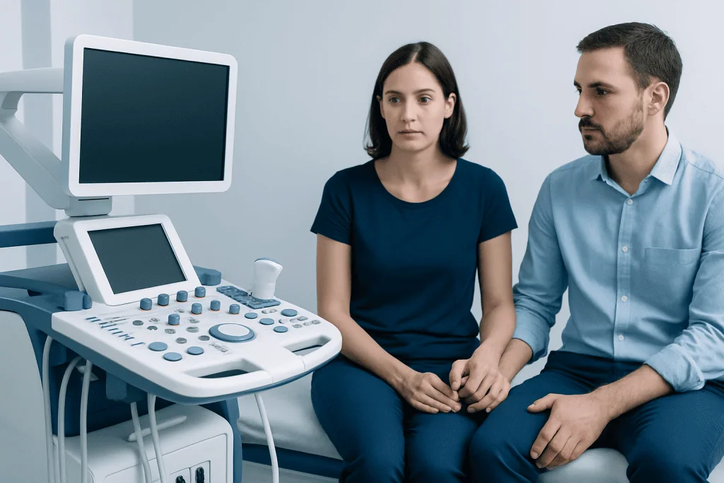 Patient and doctor during a consultation in a medical clinic.