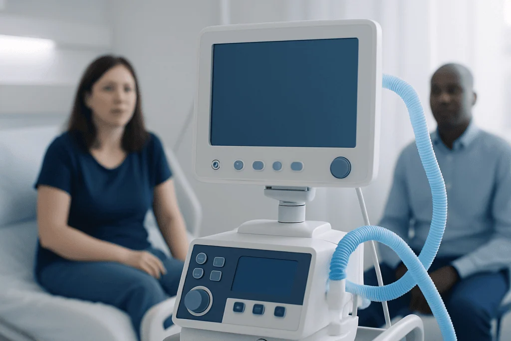 Medical consultation with a patient and doctor in a clinical setting.