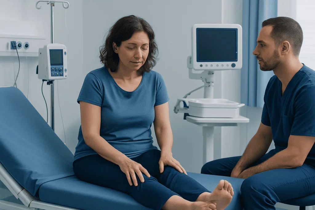 Patient consulting with doctor in hospital room at Acibadem Hospitals Group.