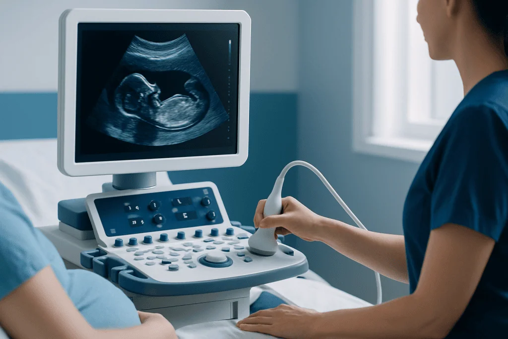 Ultrasound scan of a fetus during pregnancy at Acibadem Hospitals.