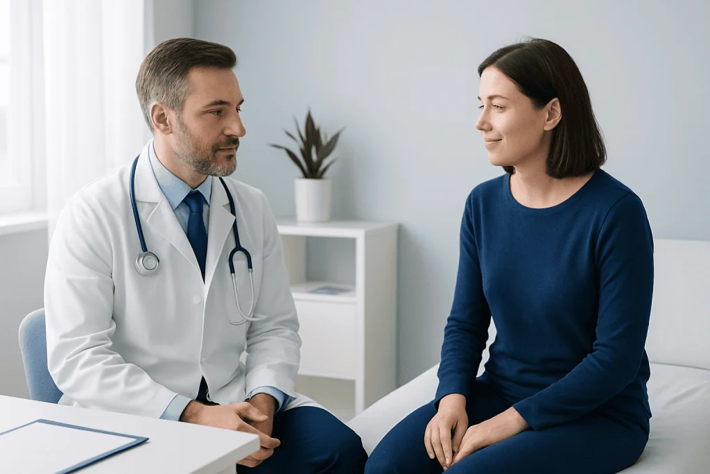 Doctor consulting a patient in a medical office at Acibadem Hospitals Group.