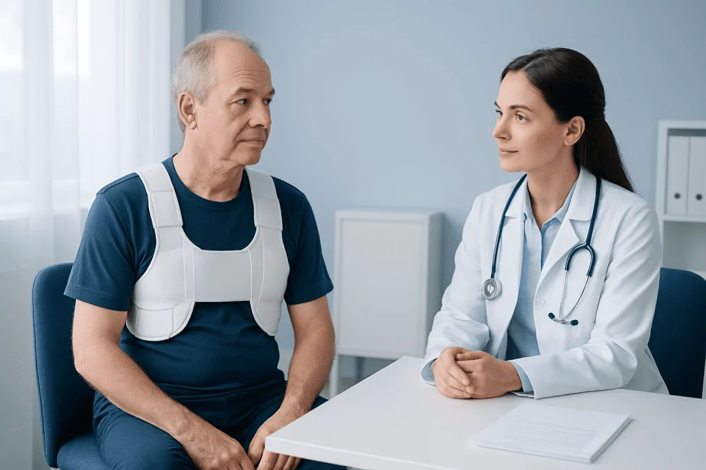 Doctor consulting with a patient in a medical office setting.