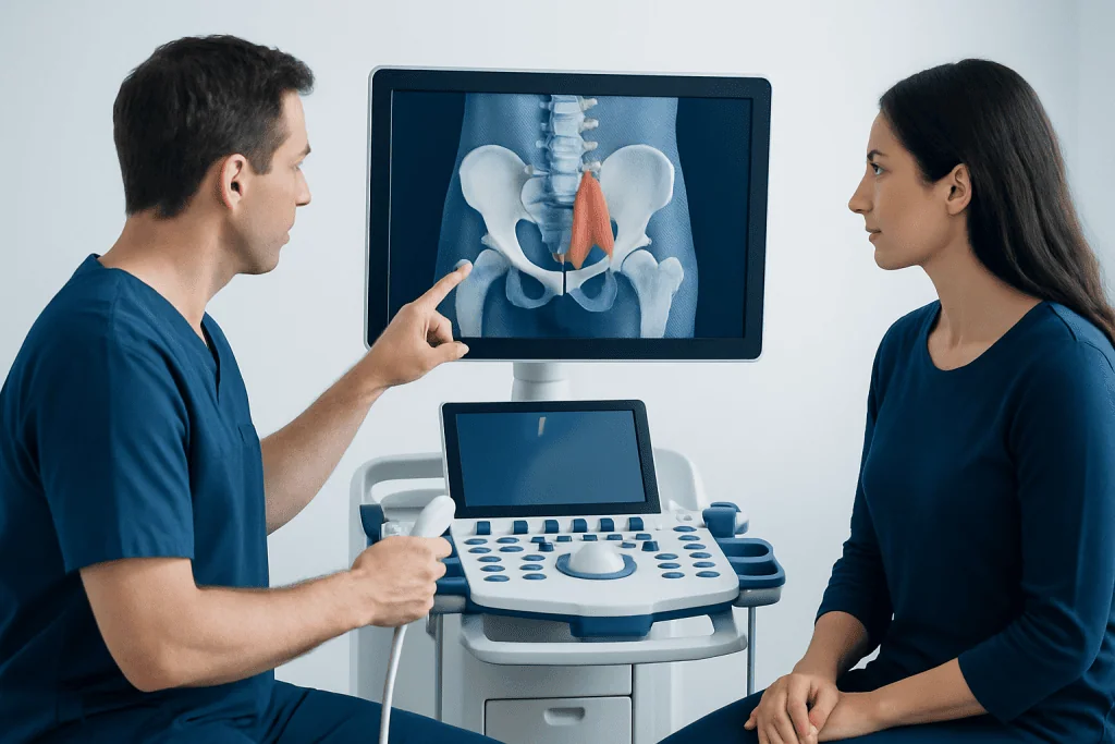 Medical consultation with pelvic MRI scan at Acibadem Hospitals Group.