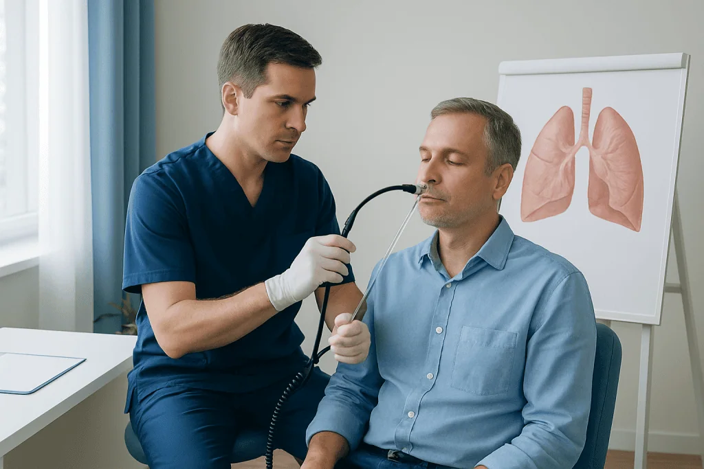 How the procedure is performed — bronchoalveolar lavage