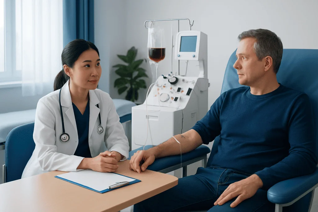 How the procedure is performed — plasma exchange for blood disorders