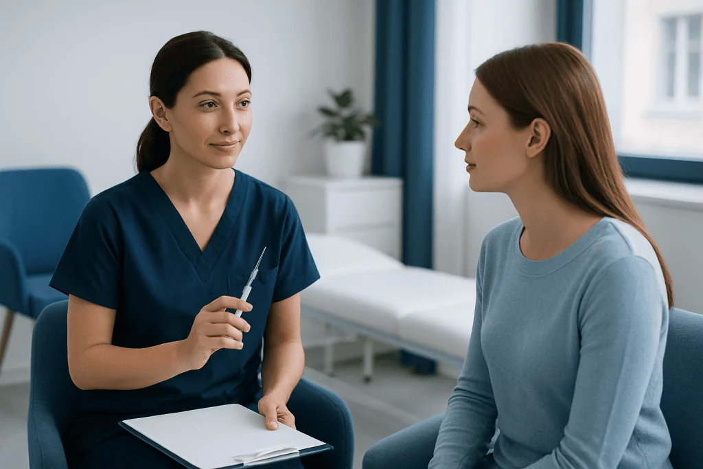 Medical consultation for cosmetic procedures at Acibadem Hospital.