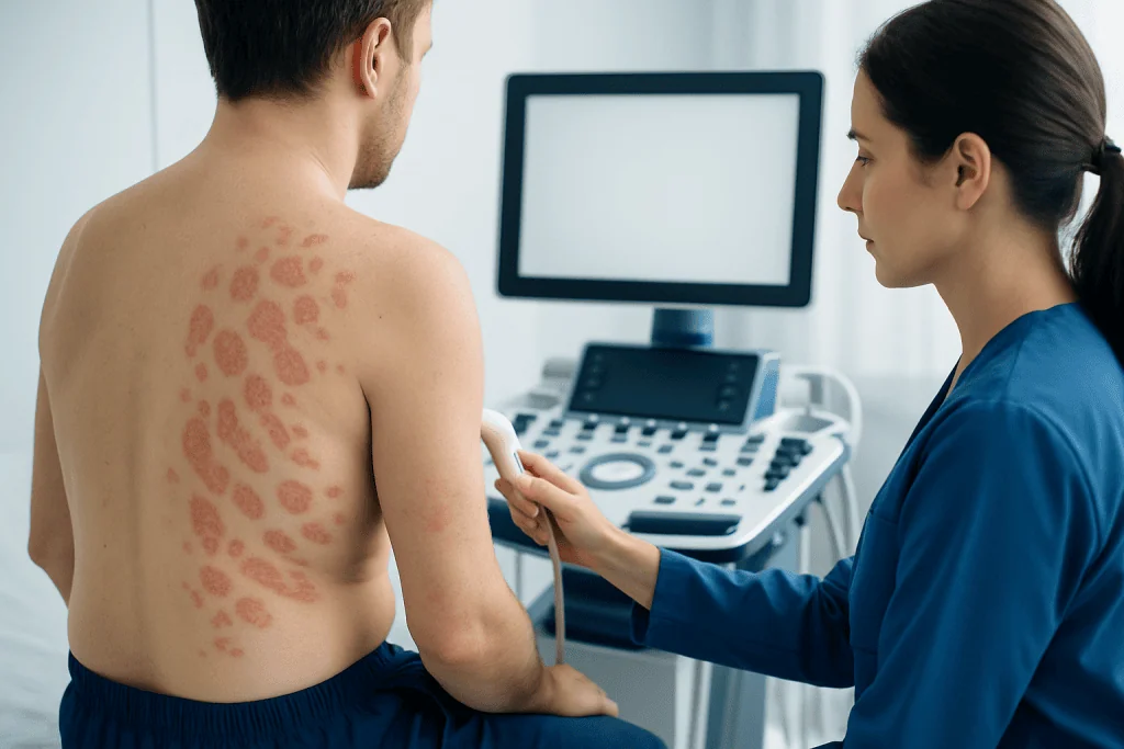 How the rash typically appears and feels — pityriasis rosea