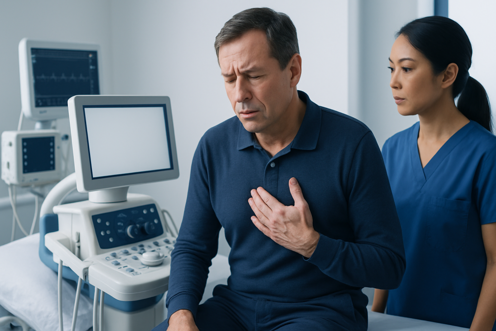 How the symptom can feel — chest pain that comes and goes