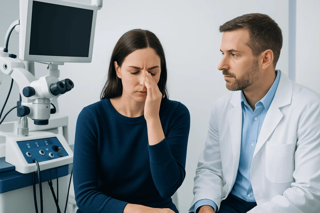 How the symptoms can feel — pain inside nose bridge