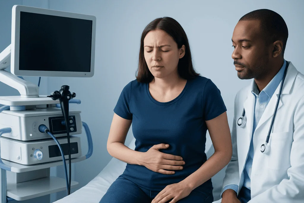How the symptoms can feel — sore stomach and burping