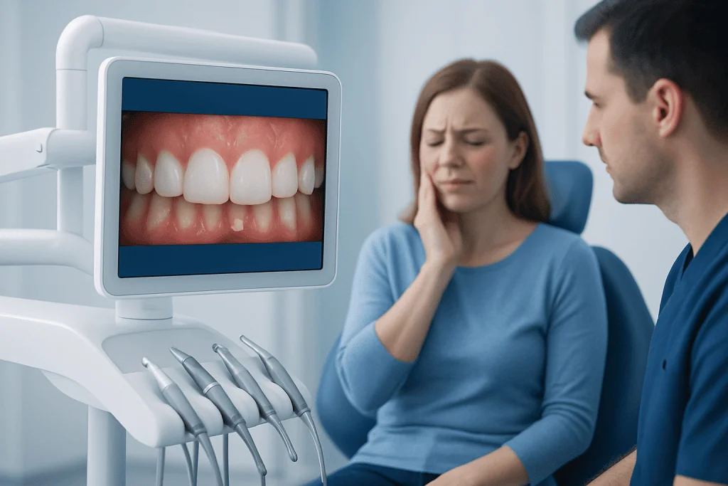 How the symptoms may appear — white marks on gums pain