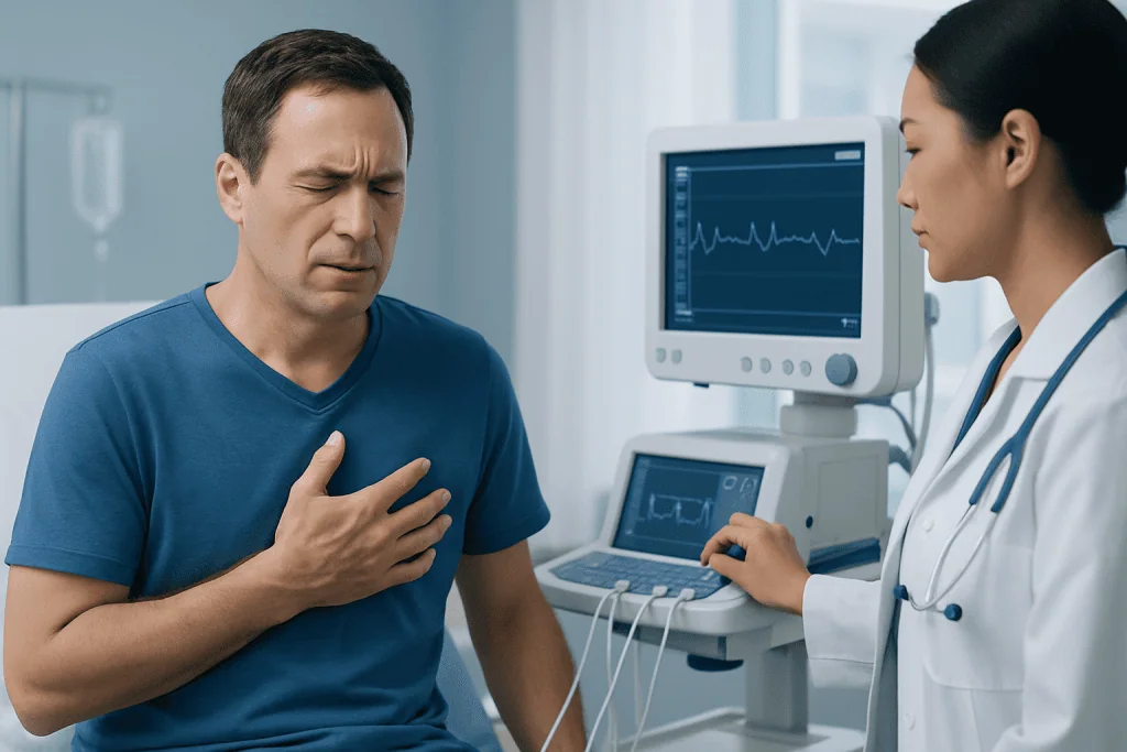 How the symptoms may feel — chest pain left side