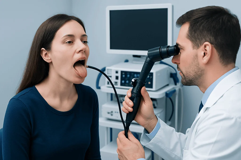 How the tongue normally looks — spots on back of tongue and sore throat