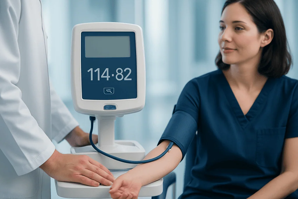 How this reading is classified — 114/82 blood pressure