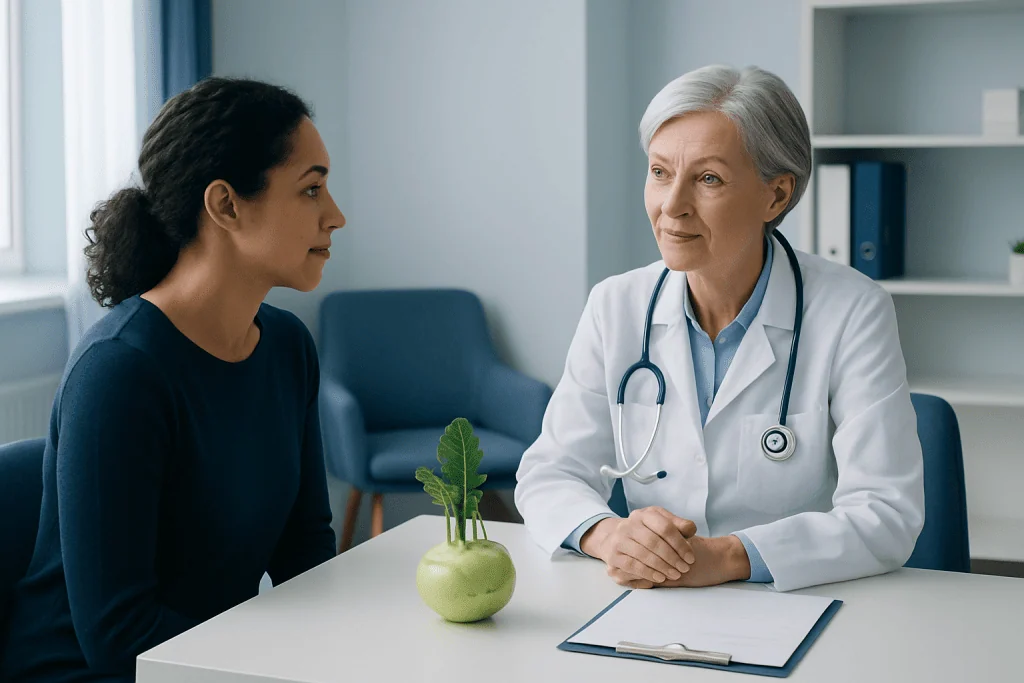 Doctor consulting with a patient in a medical office setting.