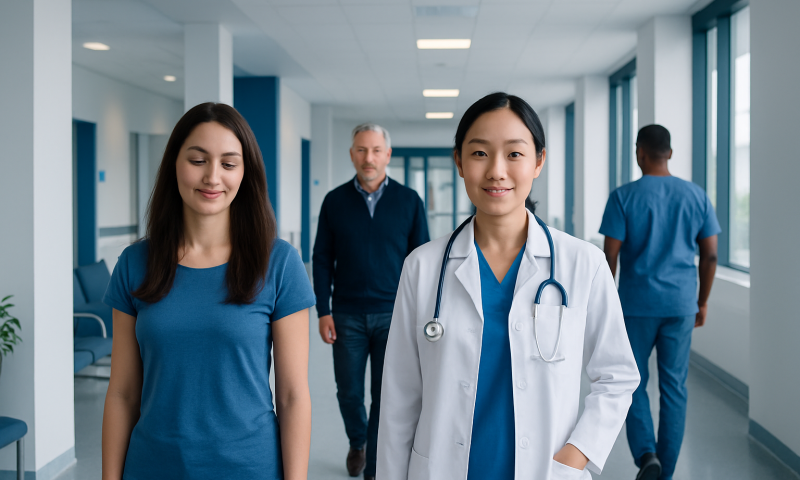 How to Keep Hair Healthy? A Doctor-Reviewed Answer 17 Healthcare professionals walking in hospital corridor with doctor in white coat.