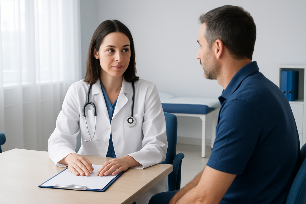Doctor consulting patient in a medical office at Acibadem Hospitals Group.