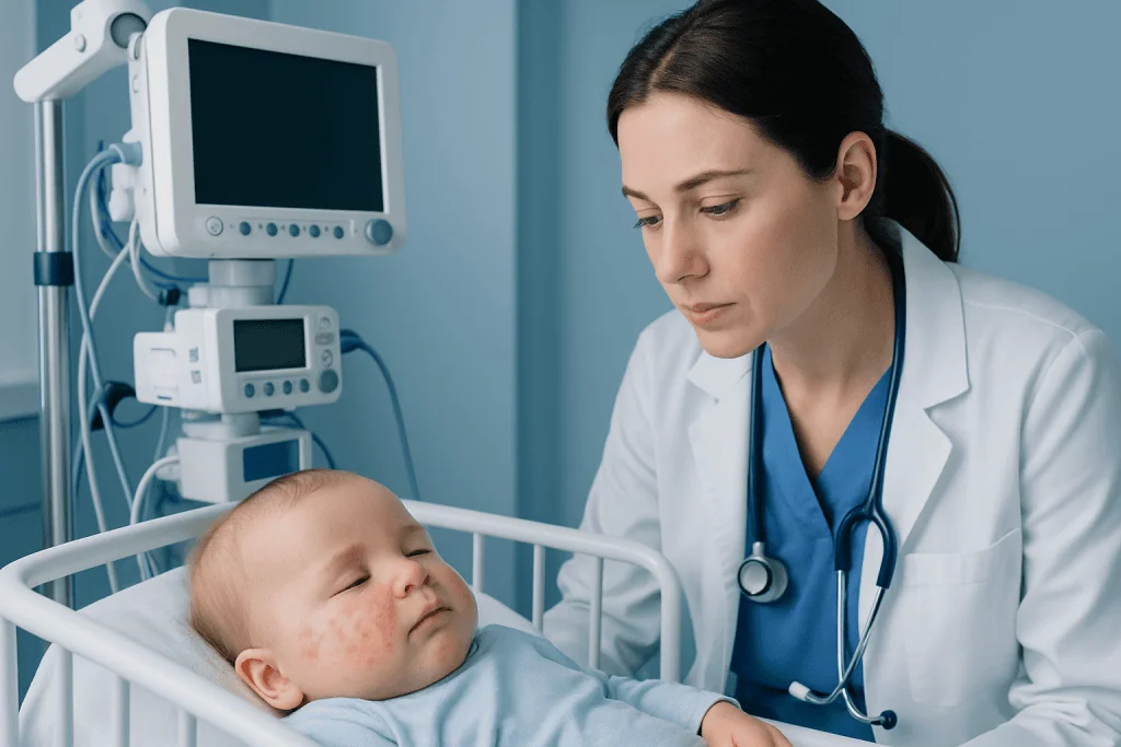 How to recognize common patterns — red blotches on infant face