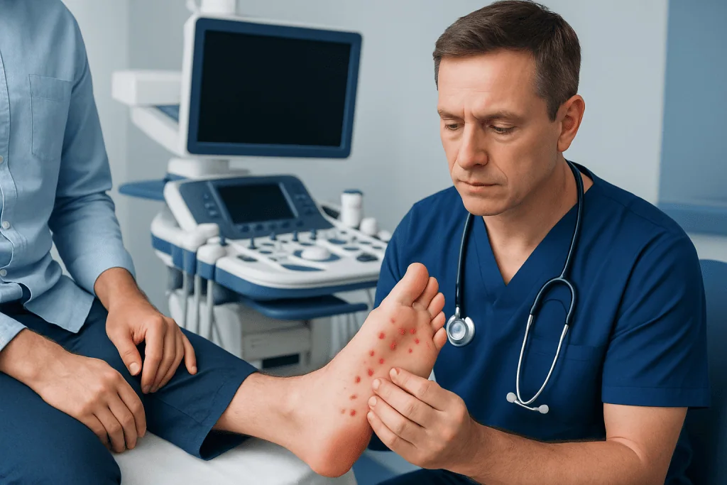 How to recognize the pattern of symptoms — red pimples on foot