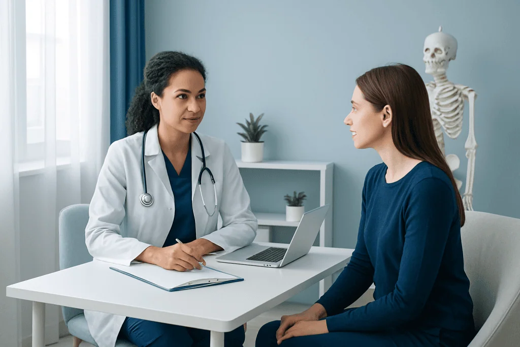 Doctor consulting with a patient in a medical office at Acibadem Hospitals Group.