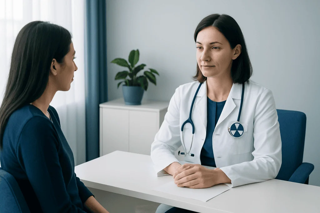 Doctor consulting patient in a medical office at Acibadem Hospitals Group.