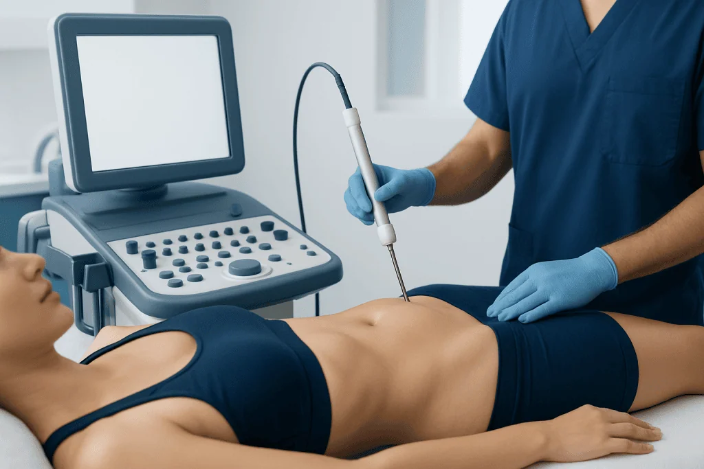 Ultrasound fat removal procedure at Acibadem Hospital.